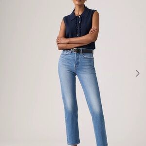 Levi's Light Blue Straight Leg Women's Jeans, Ankle Length